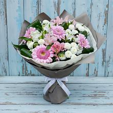 Букет цветов из:  Герберы, Альстромерии и Хризантемы #REPLACE_PRED# Нижнем Икорце