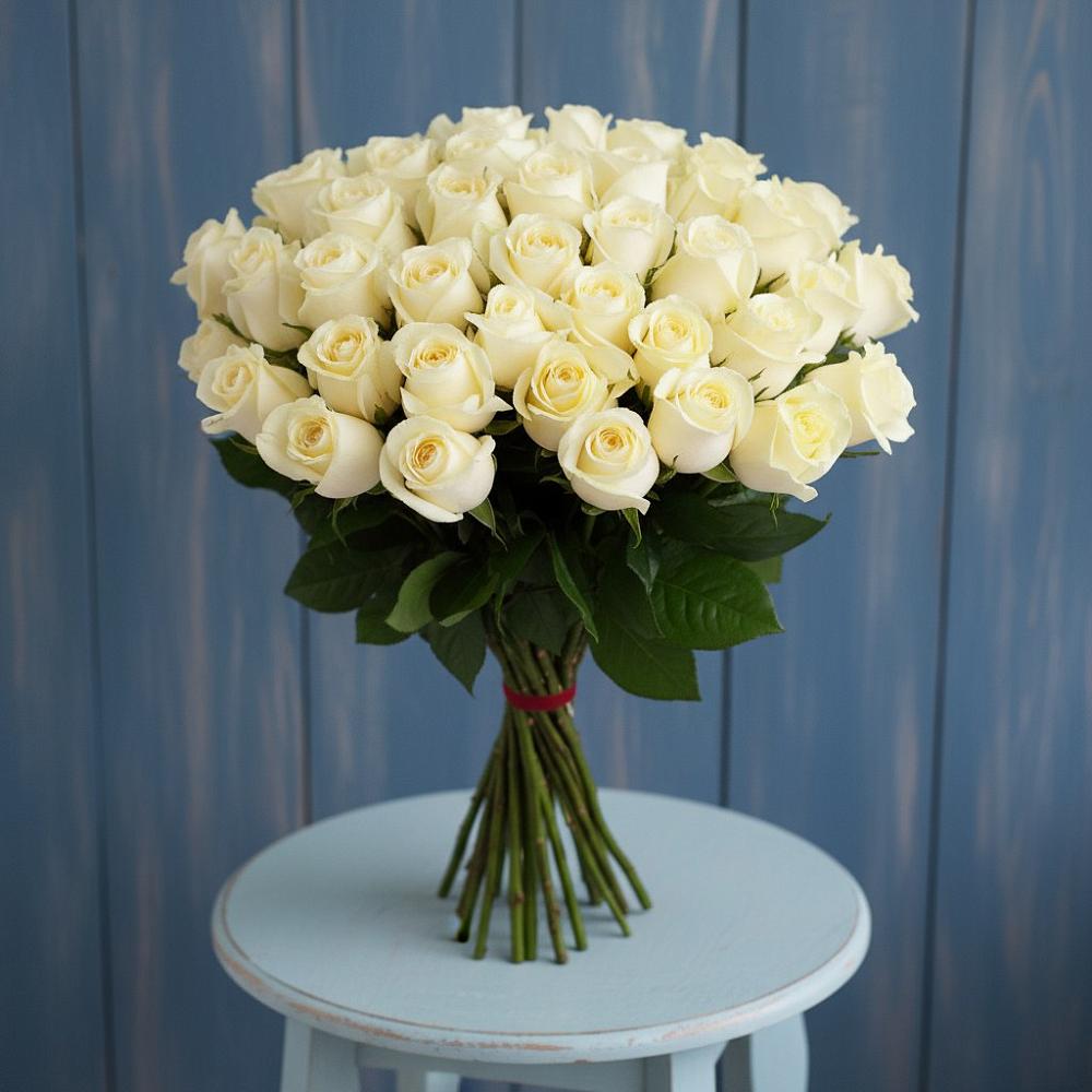 Букет 51 Белая роза Эдлесс Лав в Нижнем Икорце
