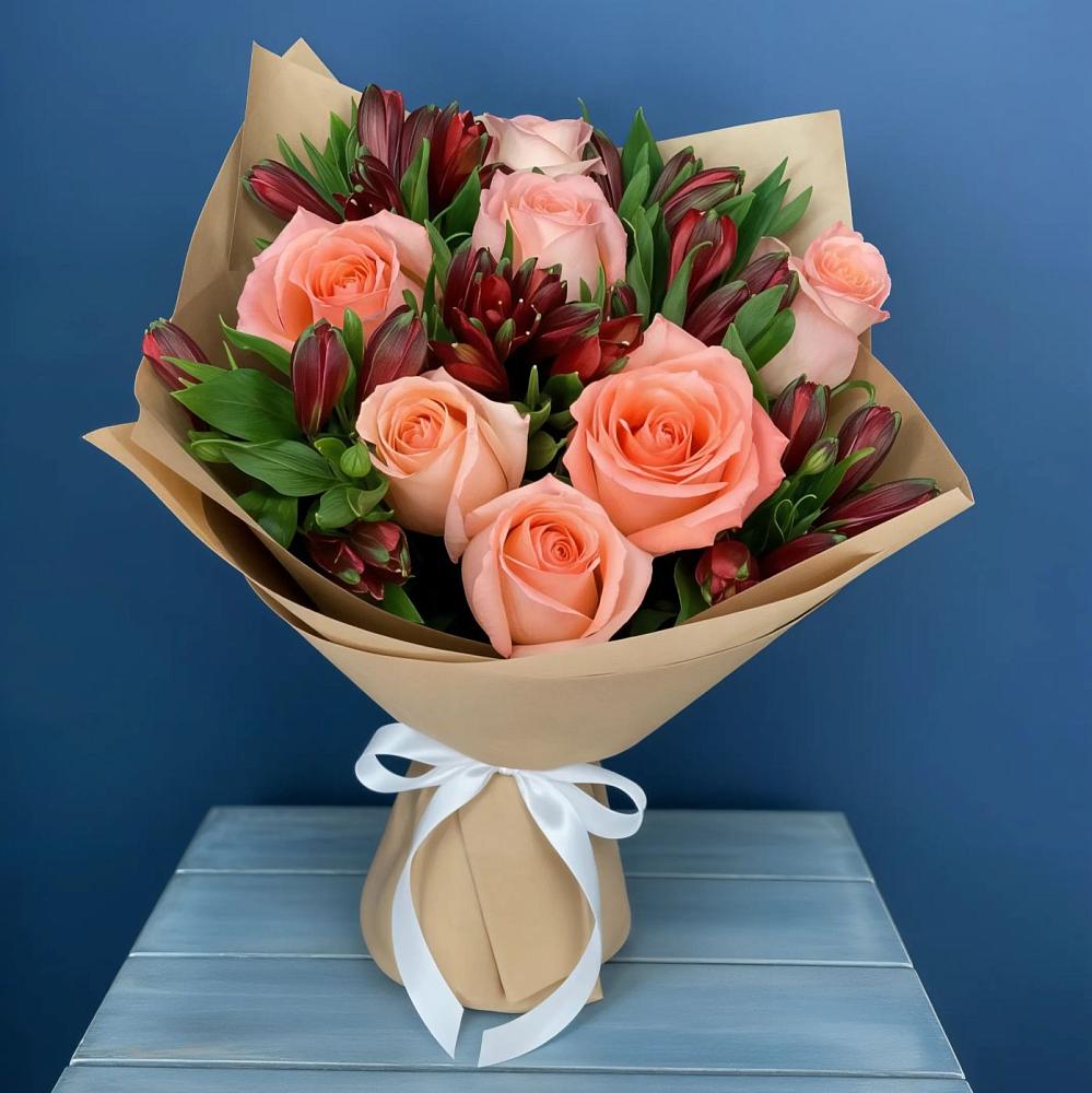 Букет цветов из: Розы и Альстромерии в Нижнем Икорце