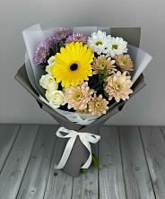 Букет цветов из:  Розы, Герберы и Хризантемы в Нижнем Икорце
