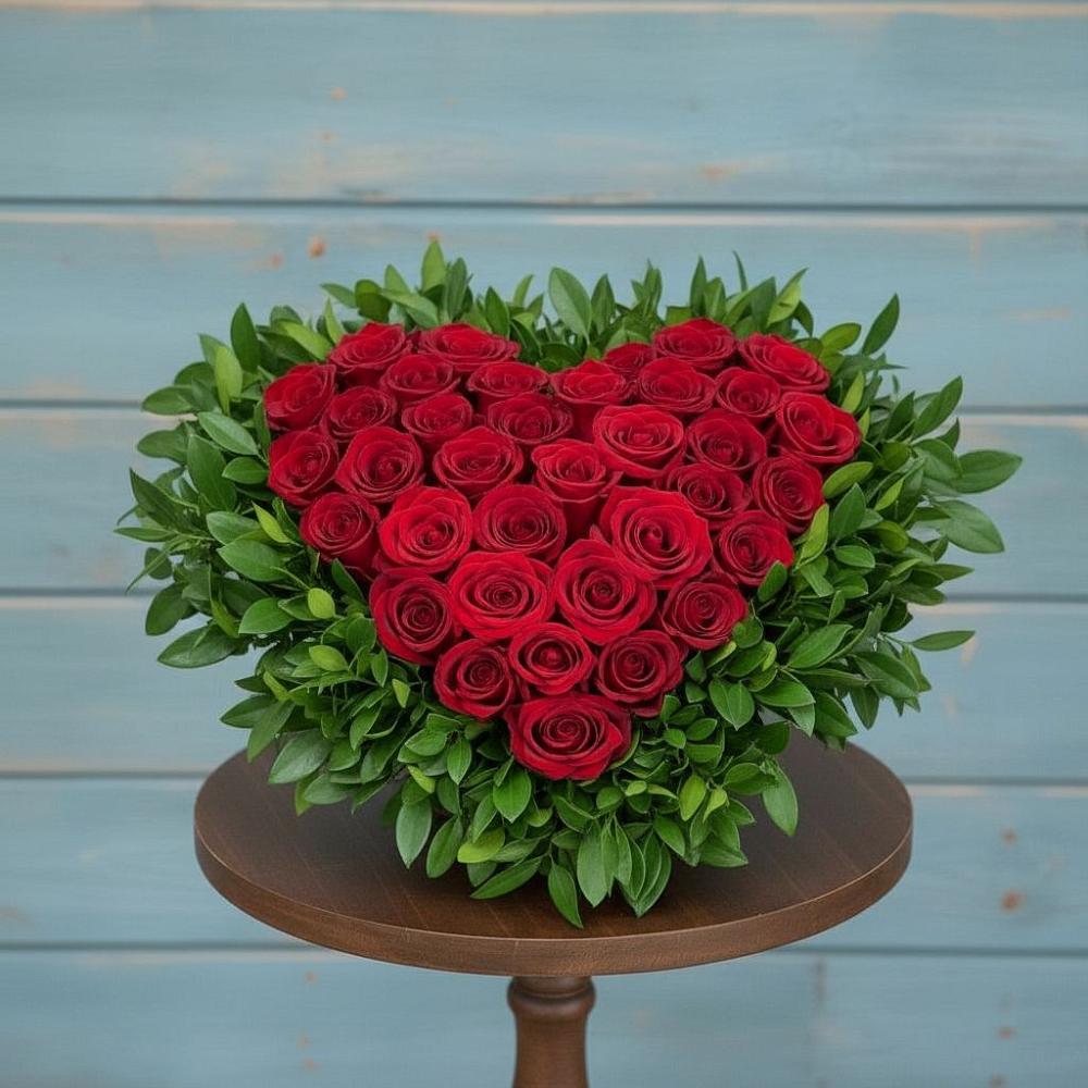 Цветочная композиция из Розы в виде сердца в Нижнем Икорце