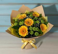 Букет цветов из:  Герберы и Хризантемы в Нижнем Икорце
