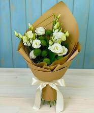 Букет цветов из:  Хризантемы и Лизиантусы в Нижнем Икорце