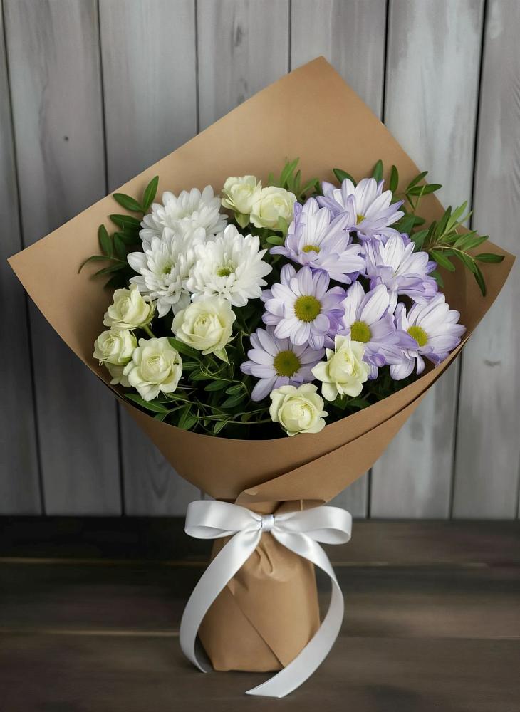 Букет цветов из: Хризантемы и Розы в Нижнем Икорце